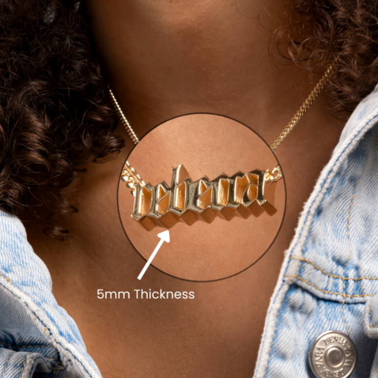 THICK 5mm Old English Name Necklace