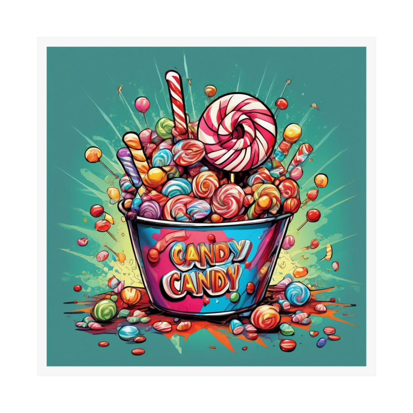 Holiday Candy Bucket Sweets Gift Art Poster