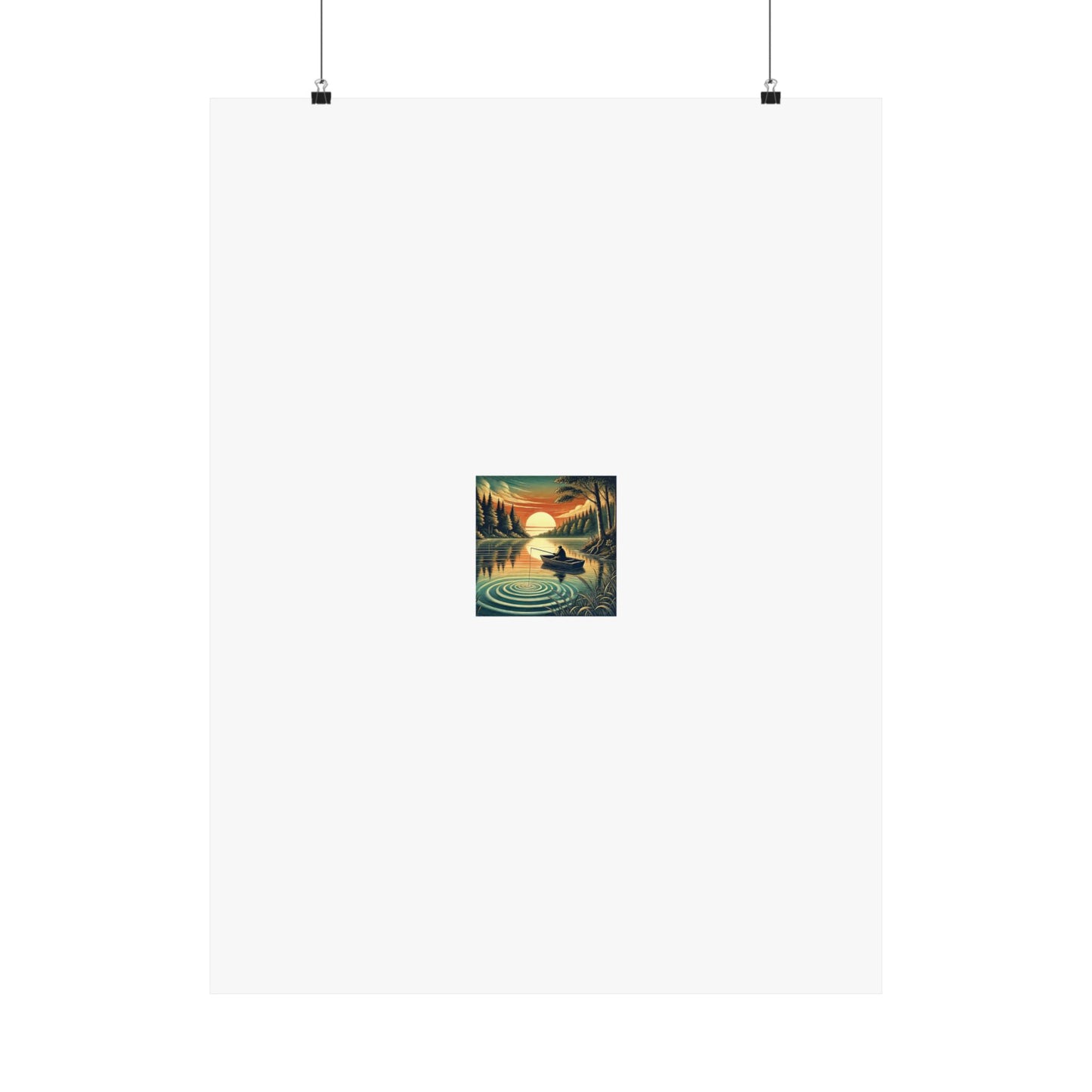 Sunset Lake Fishing Retreat Poster Lake House Fishing Wall Art Gift