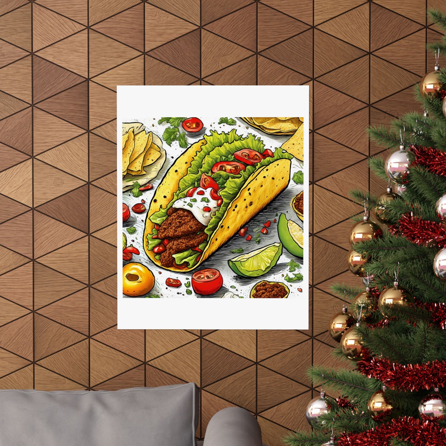 Bold Taco Illustration Foodie Gift Art Poster