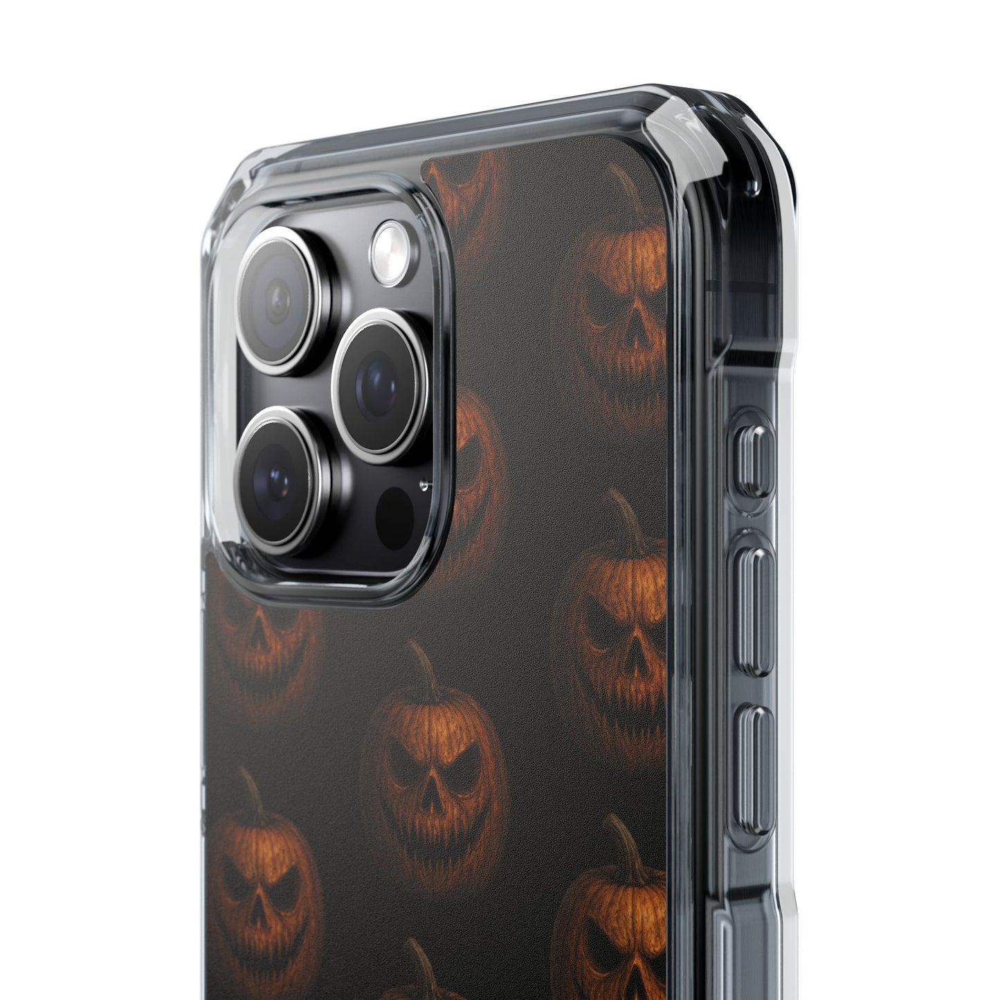 Magnet Cover, Halloween Pumpkin Spooky Phone Case, Horror Jack-O-Lantern Black Case, Magnetic Clear Impact Cover, Scary Cellphone Slim