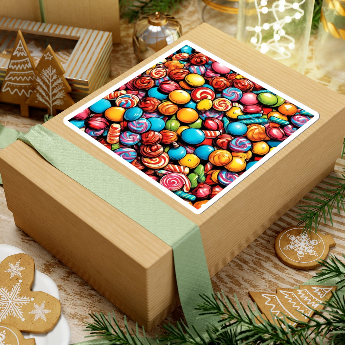 Colorful Candy Pattern Sweets Gift Art Sticker