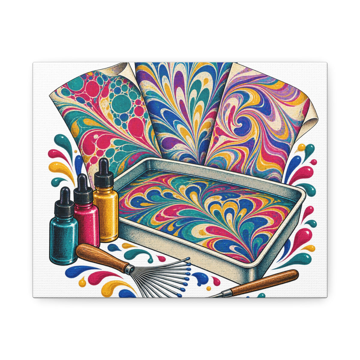 Colorful Paper Marbling Workshop Canvas