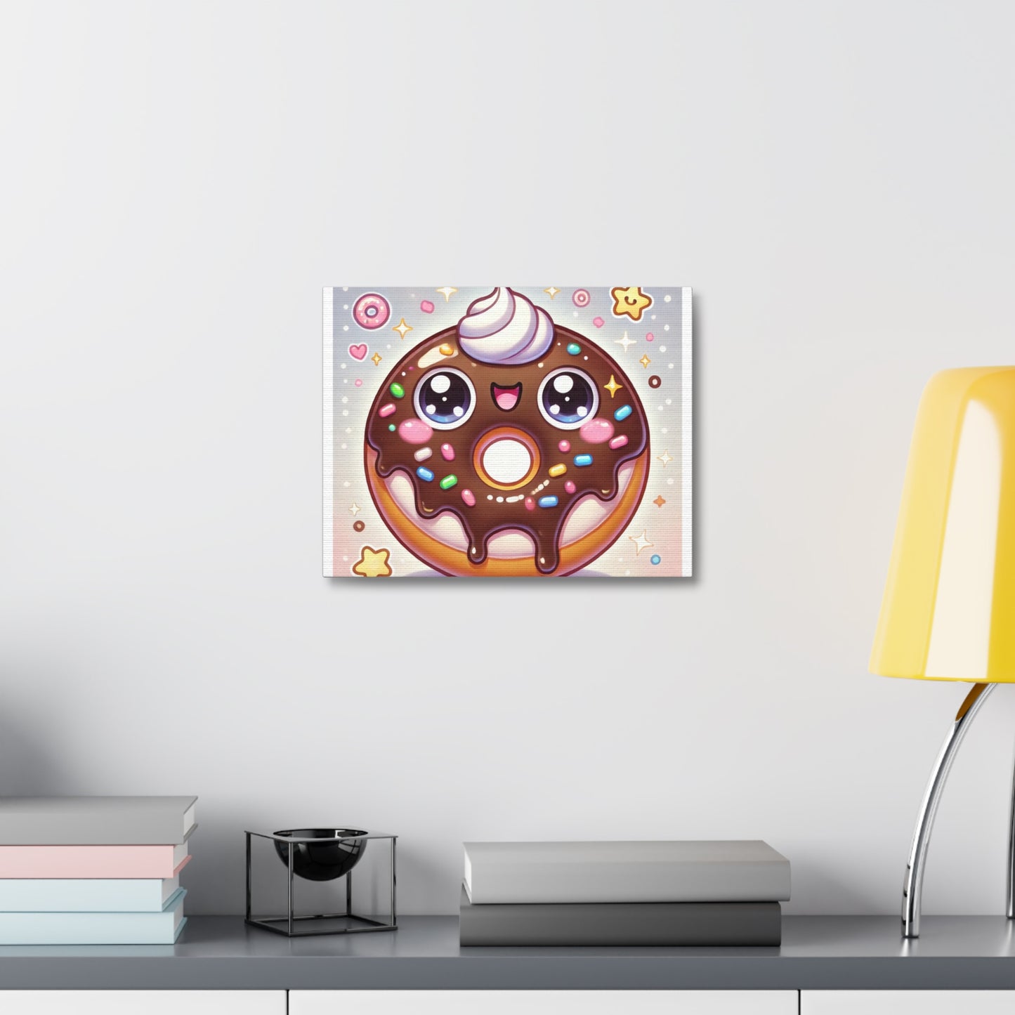 Kawaii Chocolate Donut Cute Dessert Canvas Wall Art