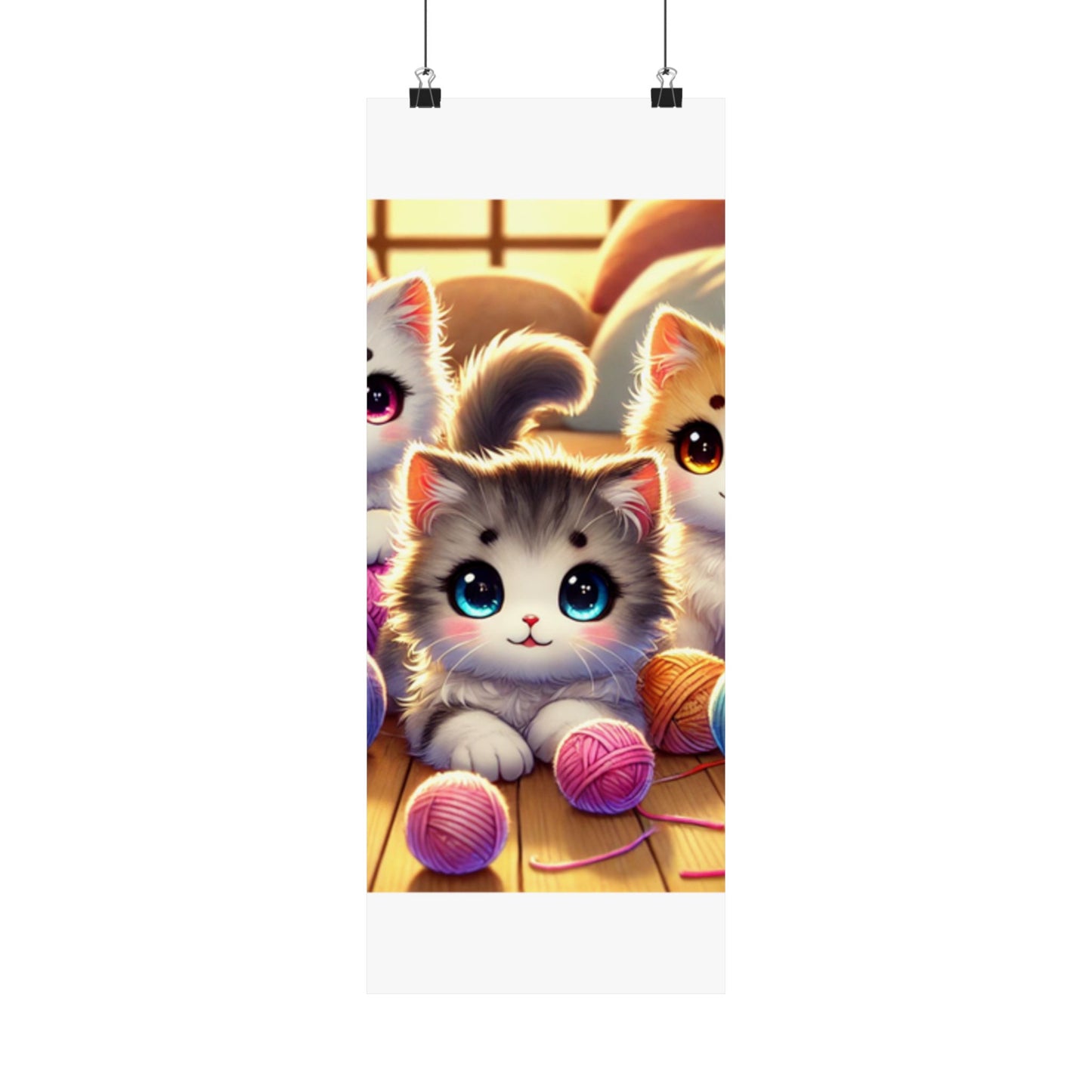 Cozy Yarn Kittens Cute Cat Poster Knitting Room Wall Art Decor