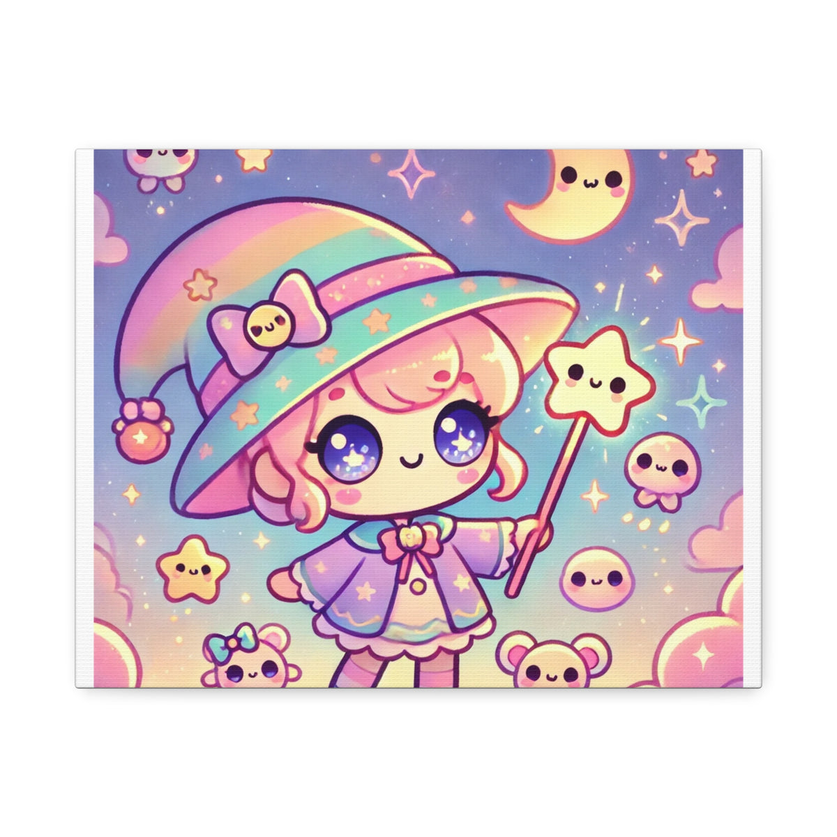 Kawaii Moon Wand Pastel Fantasy Canvas Wall Art