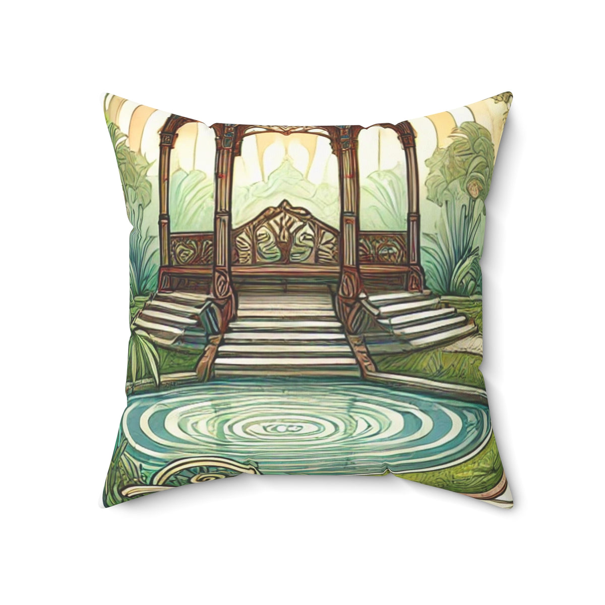 Botanical Gazebo Garden Art Nouveau Decorative Pillow