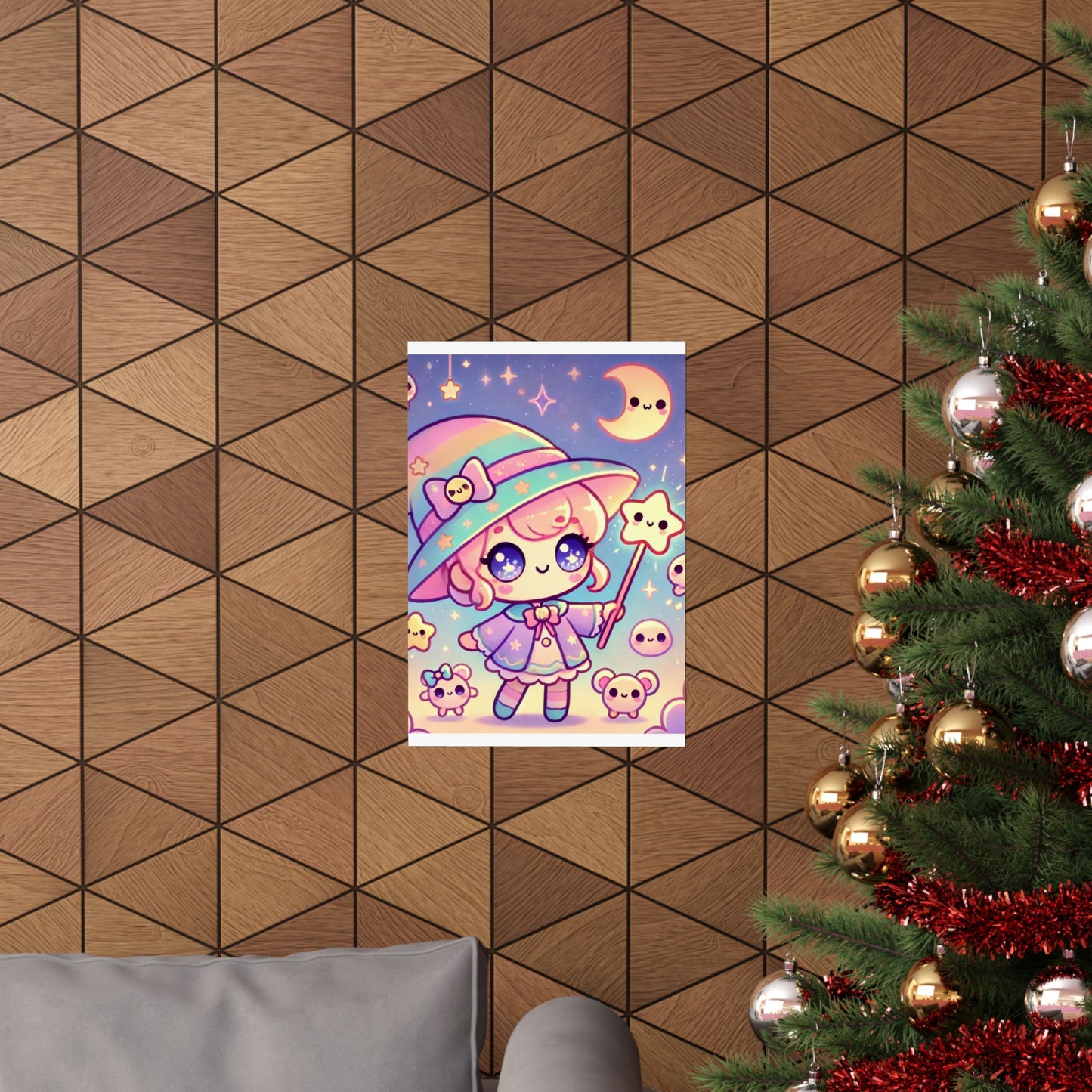 Kawaii Moon Wand Pastel Fantasy Wall Art Poster