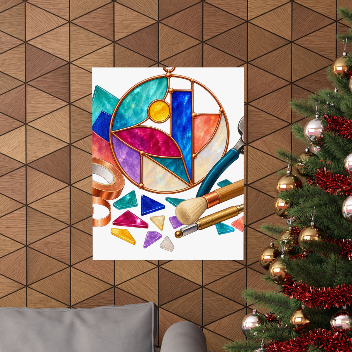 Abstract Stained Glass Suncatcher Workshop Poster