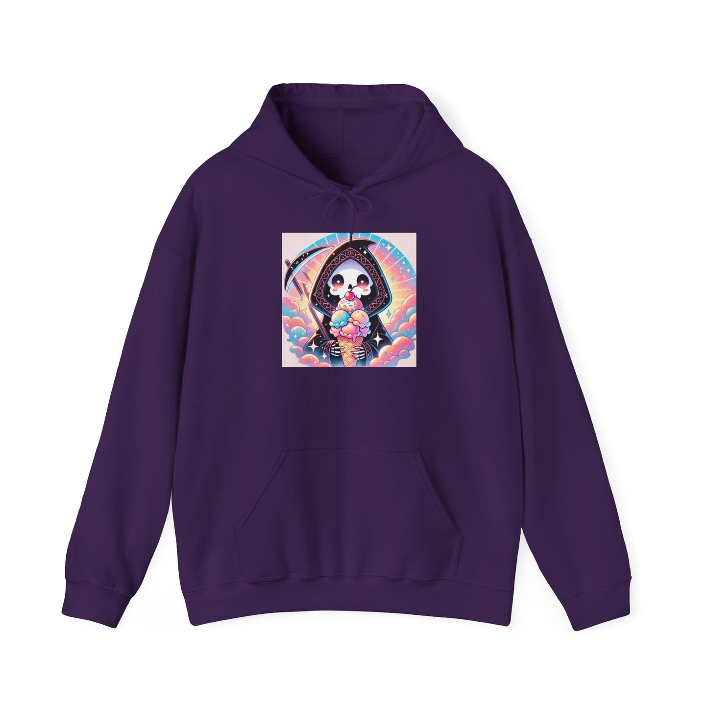 Grim Reaper Kawaii Anime Hoodie - Cute Ice Cream Design - Unisex Comfortable Hooded Sweatshirt - Fun & Stylish Gift Idea!