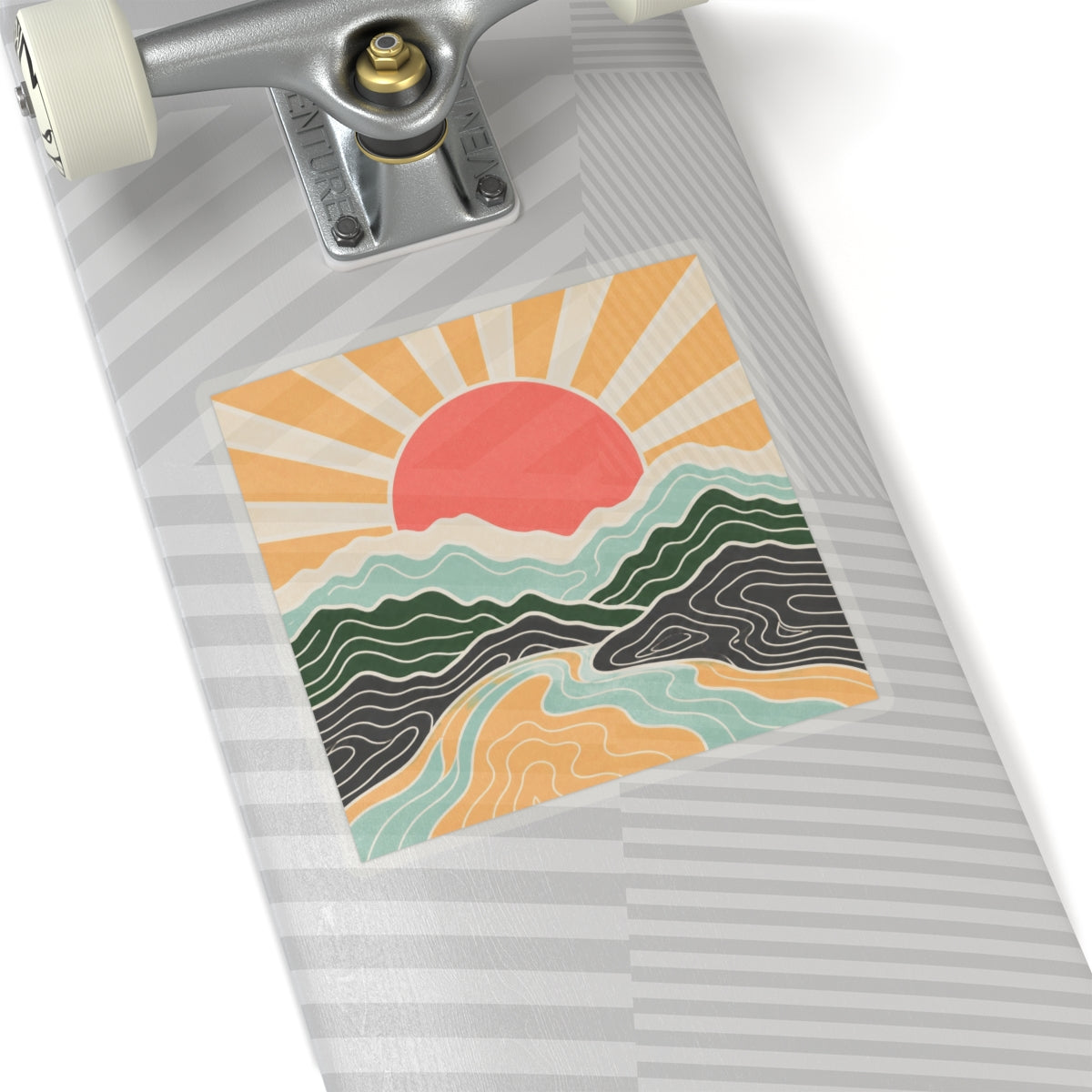 Topographic Sunrise Abstract Mountain Adventure Sticker