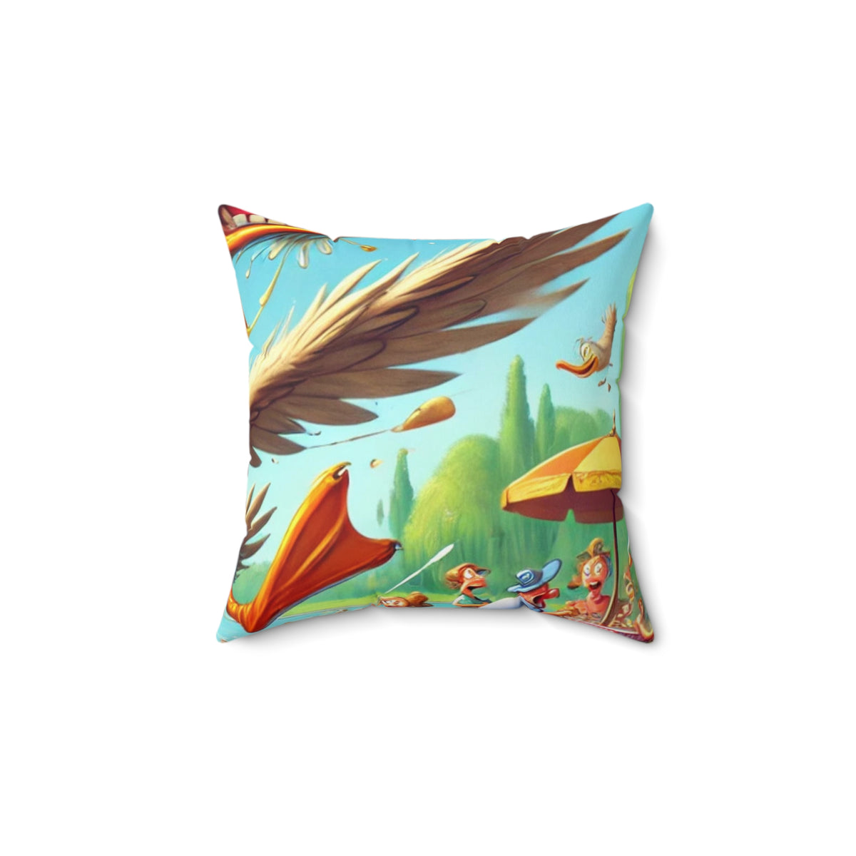 Chaotic Picnic Duck Funny Summer Decorative Pillow
