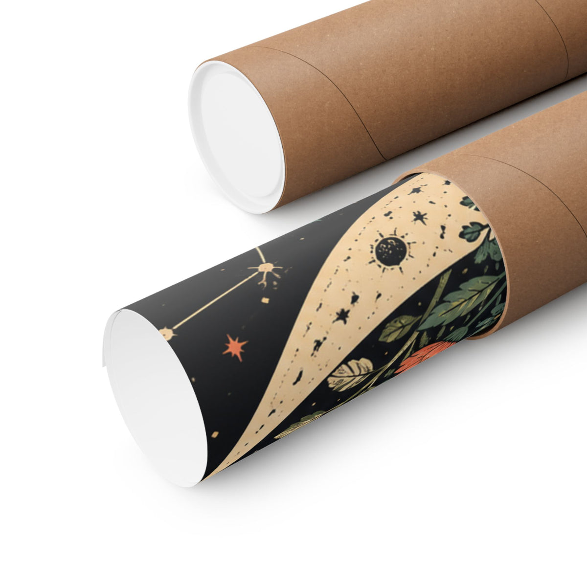 Celestial Wildflower Crescent Moon Botanical Art Poster