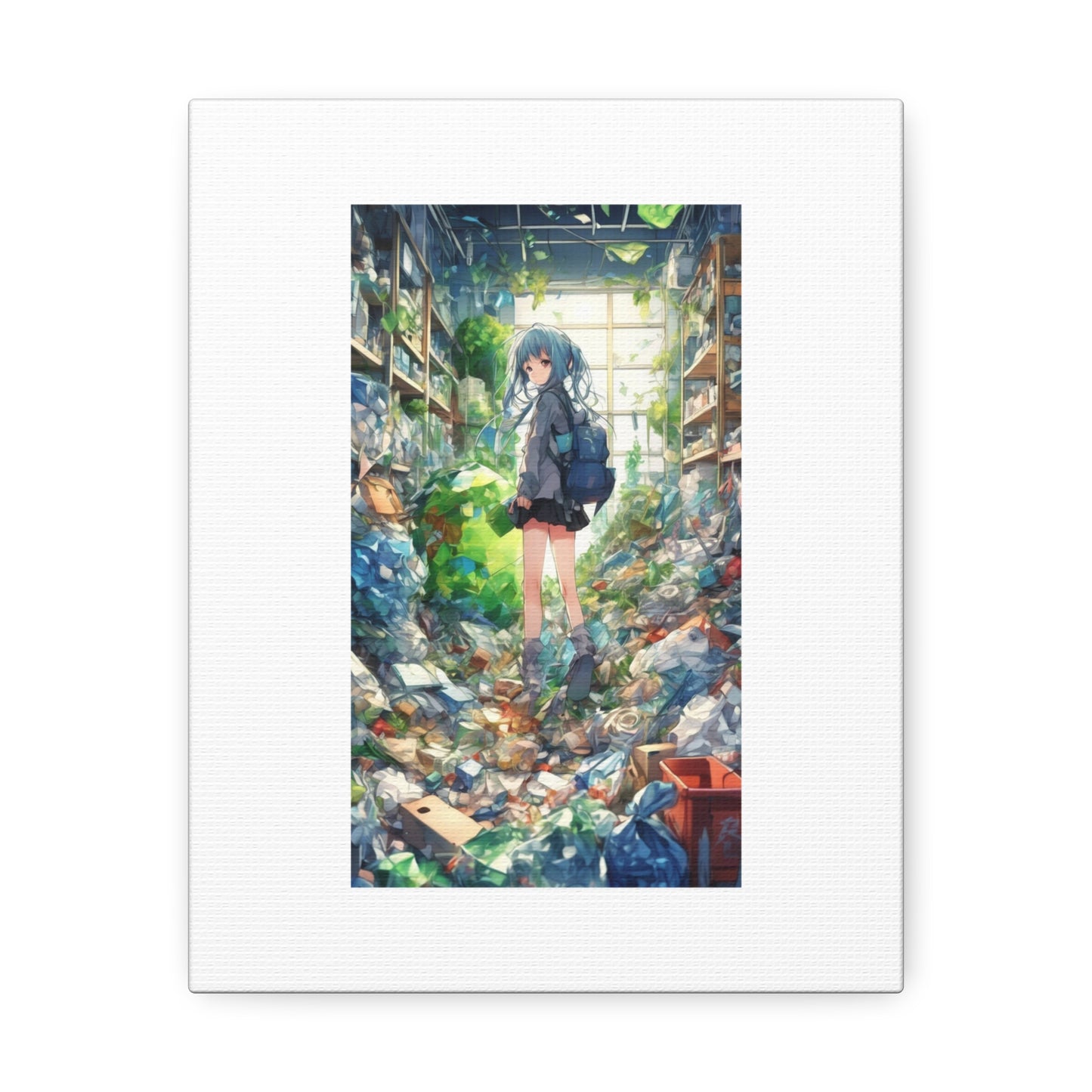 Green Recycling Alley Anime Girl Recycling Alley Canvas