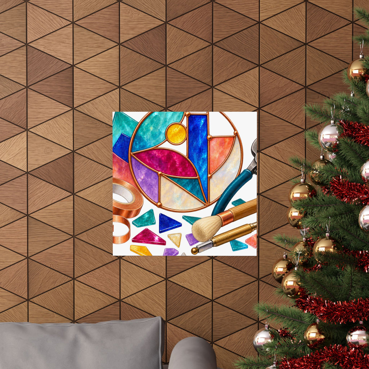 Abstract Stained Glass Suncatcher Workshop Poster