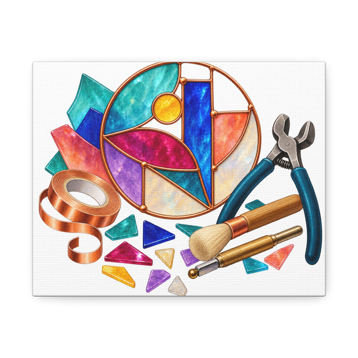 Abstract Stained Glass Suncatcher Workshop Canvas