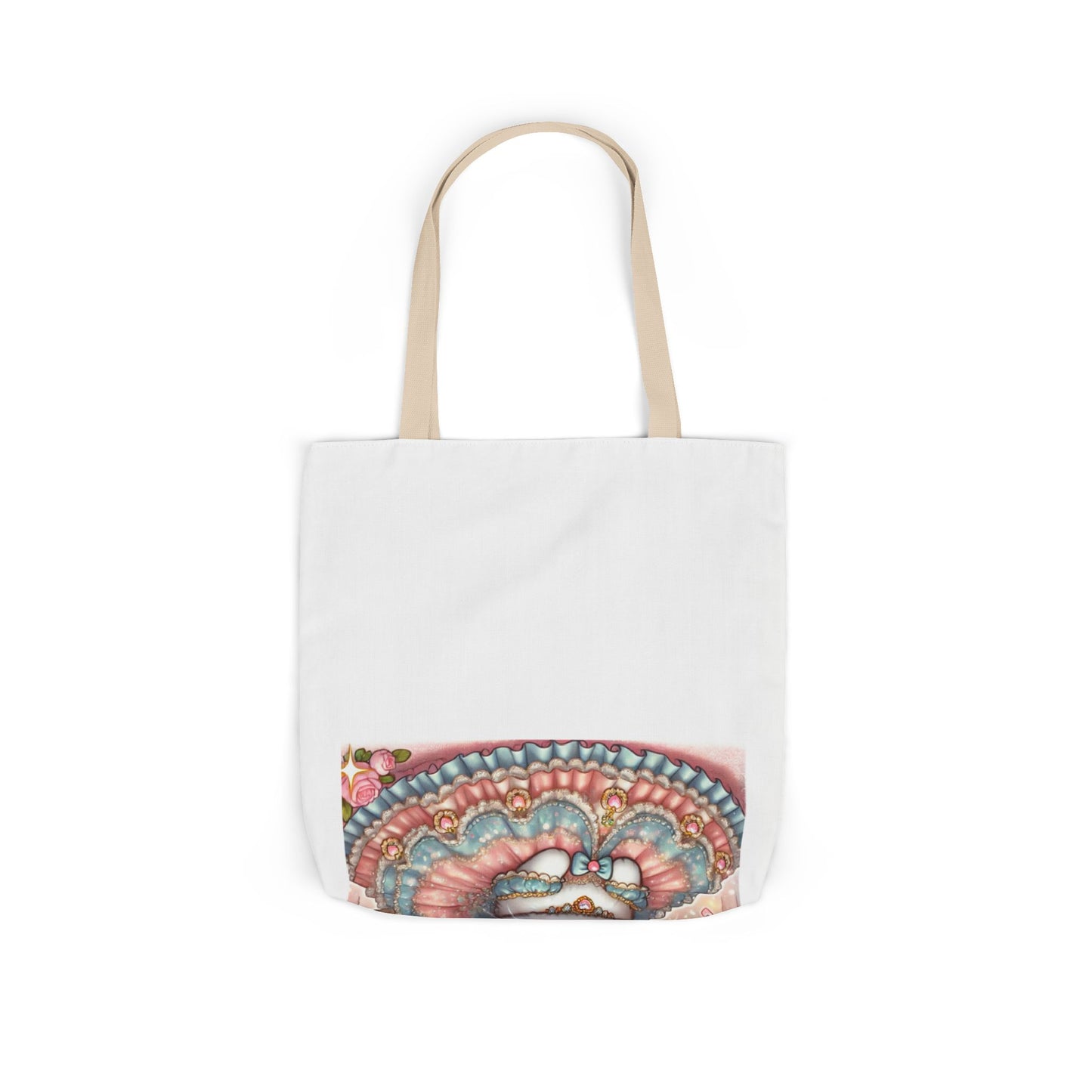Pastel Princess Calico Cat Fantasy Canvas Tote Bag