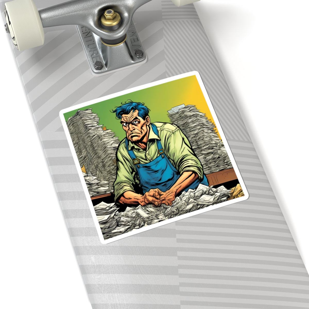 Paperwork Chaos Desk Worker Funny Office Art Sticker