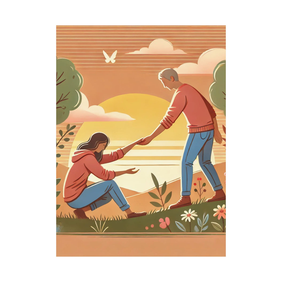 Helping Hands Sunset Garden Wall Art Poster