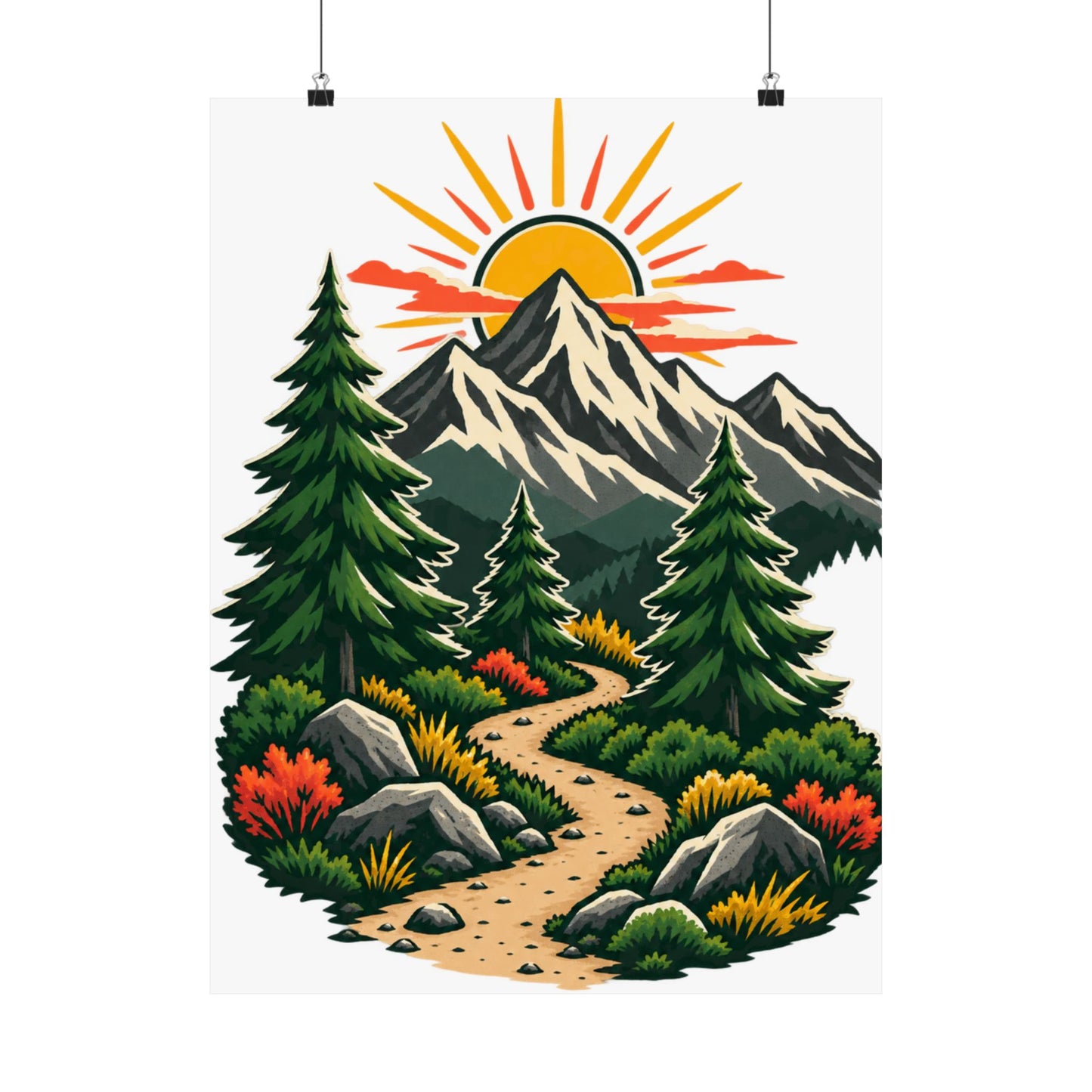 Sunrise Mountain Trail Outdoor Adventure Poster