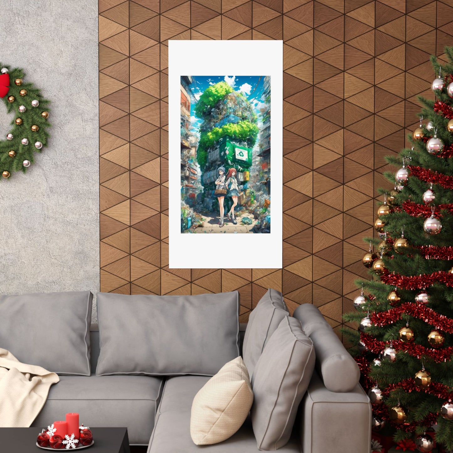 Urban Recycling Anime Friends Green City Wall Poster