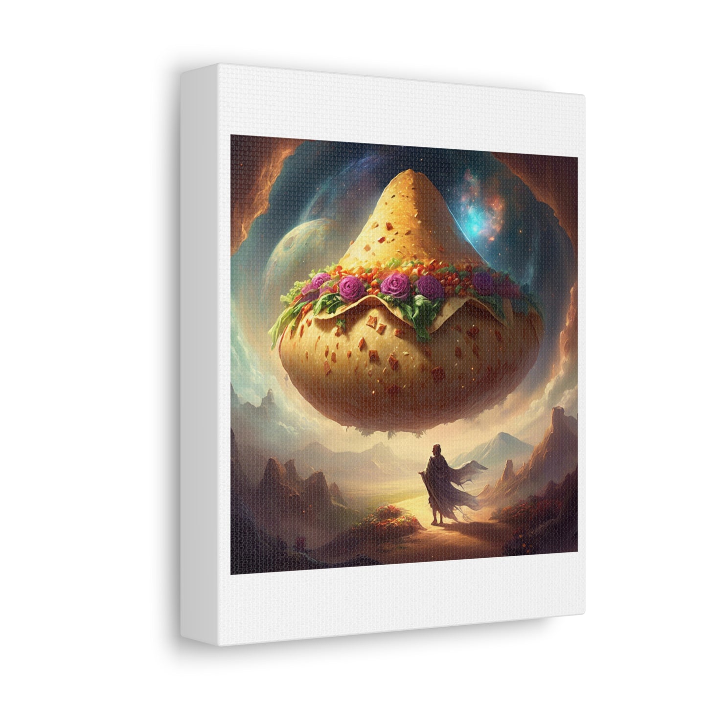Cosmic Taco Planetoid Surreal Food Fantasy Art Canvas