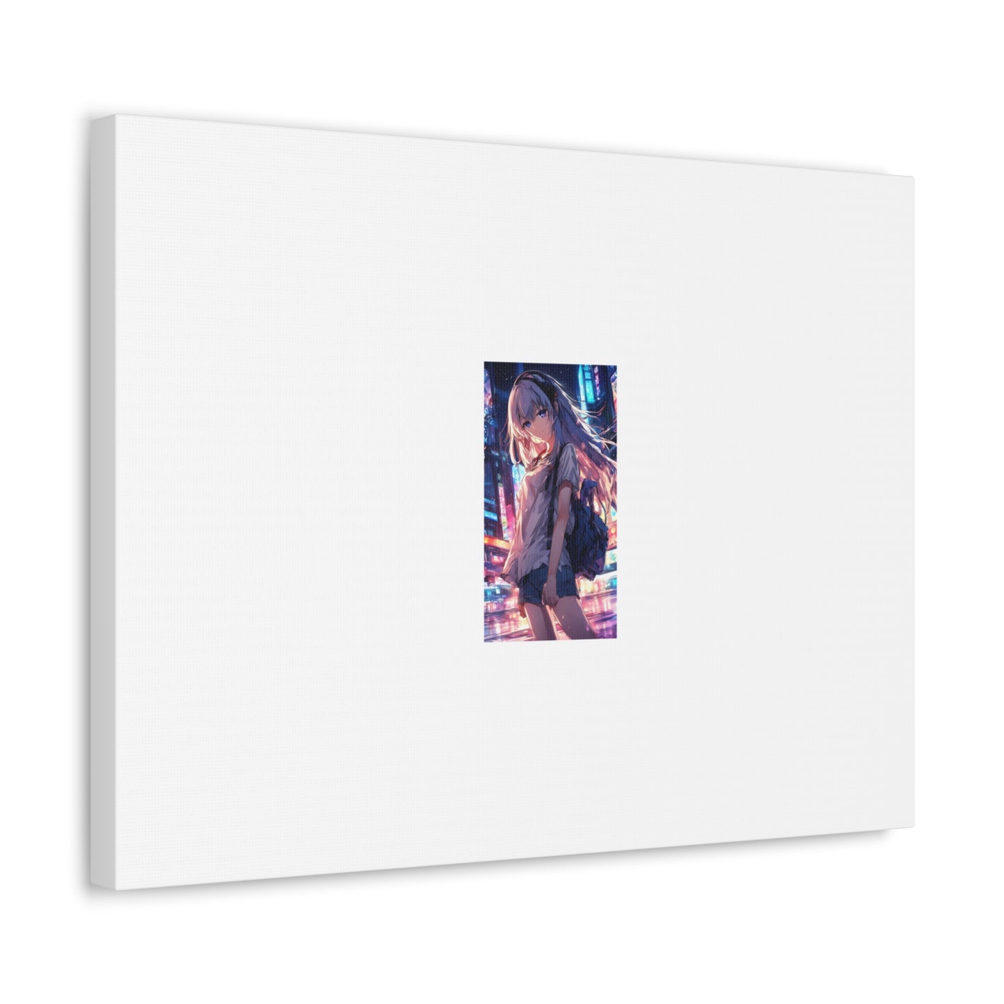 Anime City Night Heroine Portrait Neon Canvas Wall Art