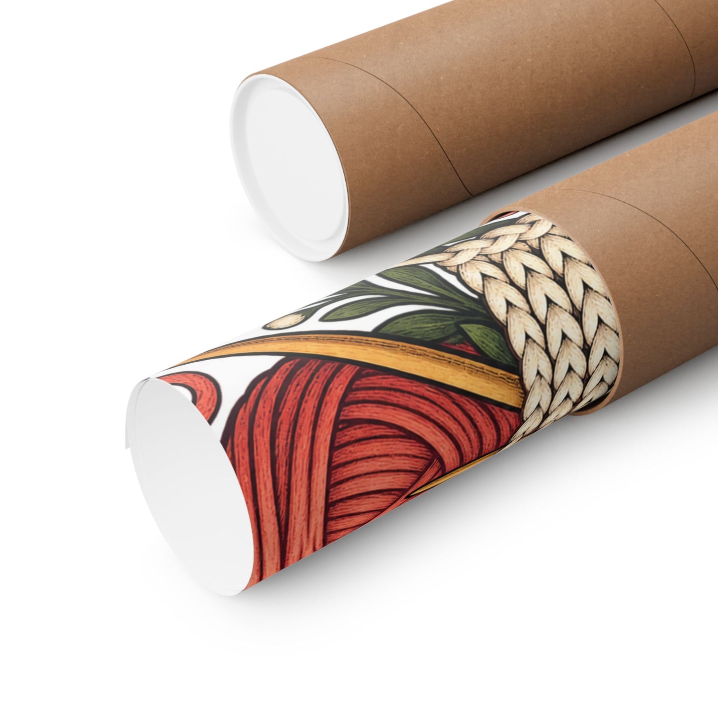 Retro Yarn and Knitting Botanical Art Poster