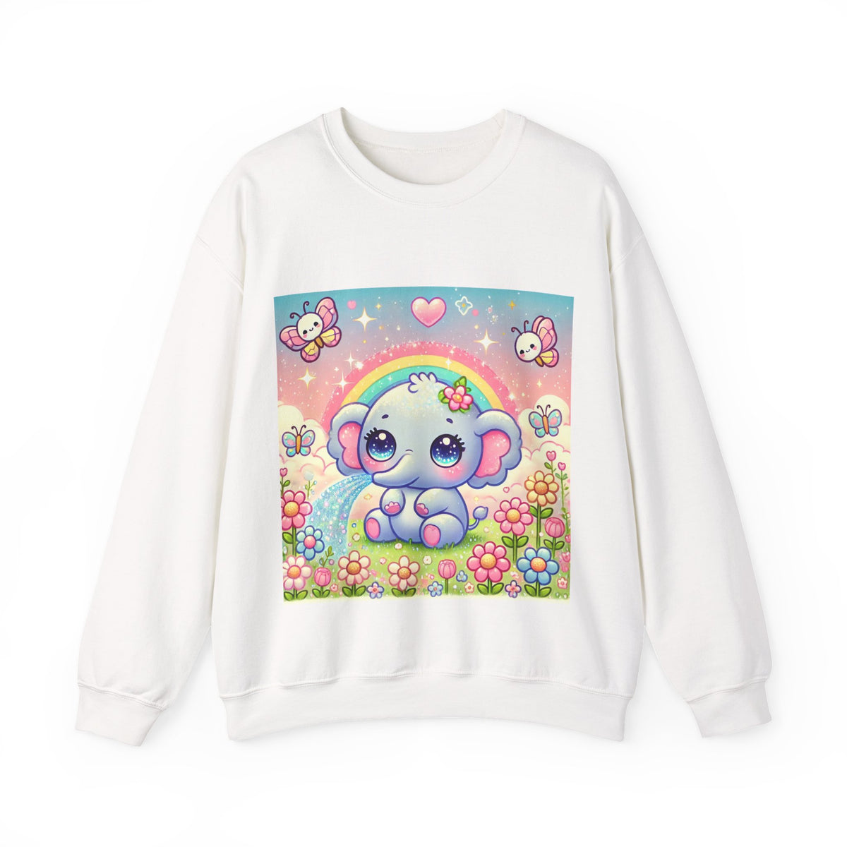 Pastel Rainbow Baby Elephant Floral Sweatshirt