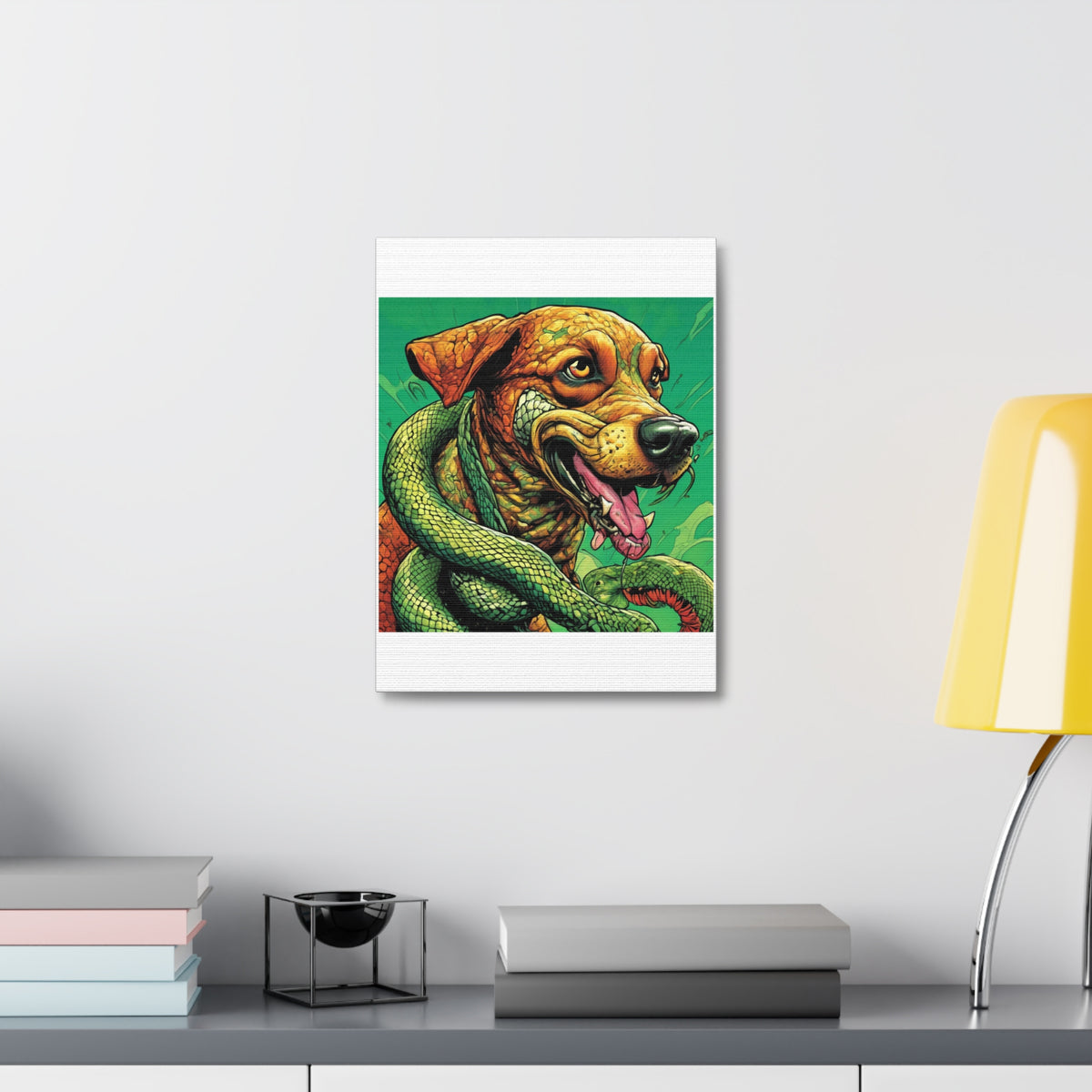 Serpent Guardian Dog Bold Fantasy Creature Canvas Art