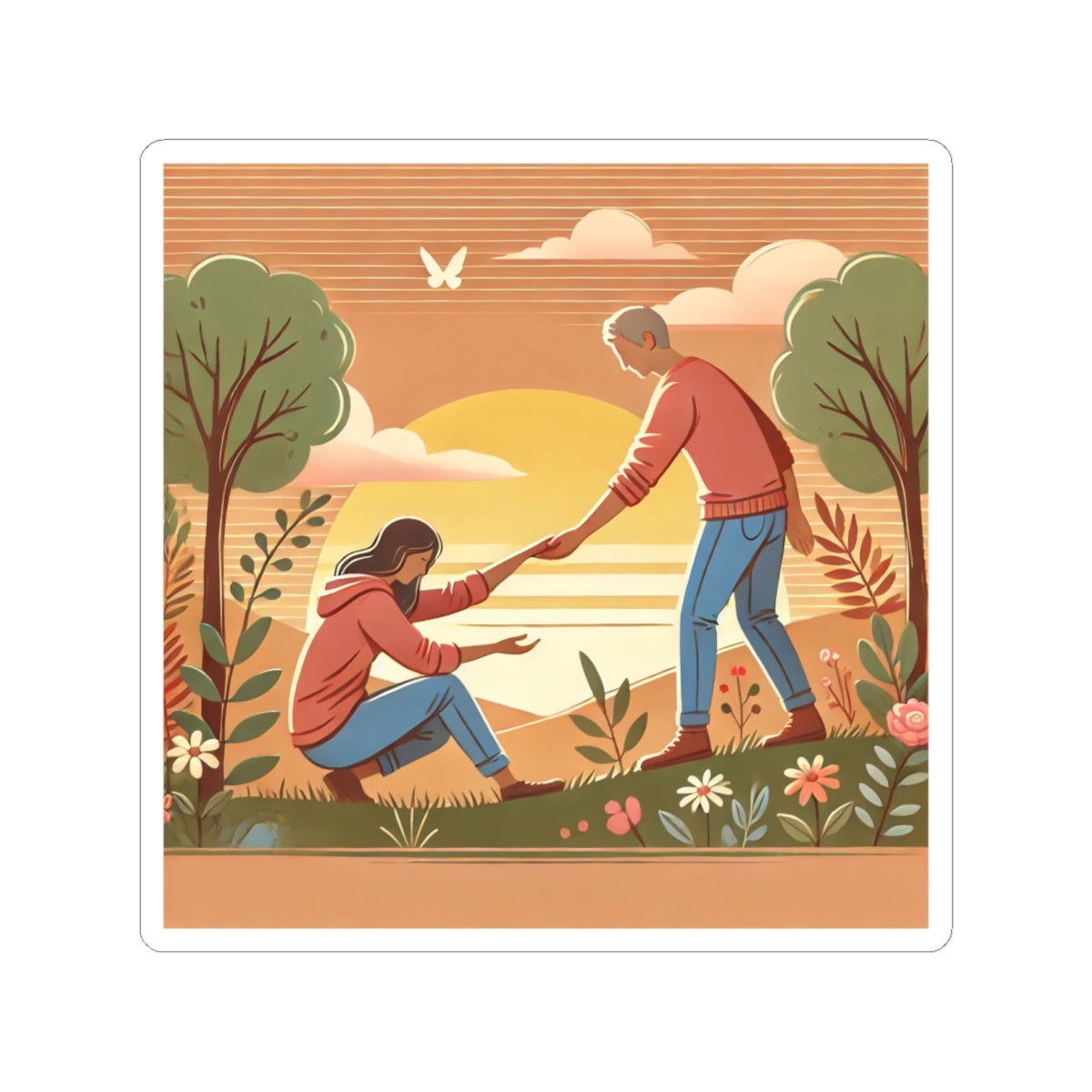 Helping Hands Sunset Garden Sticker