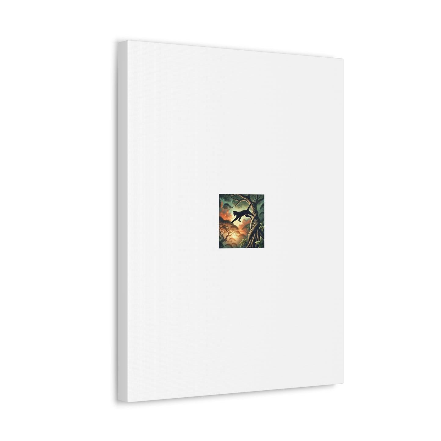 Enchanted Black Cat Forest Canvas Fantasy Cat Wall Art Gift