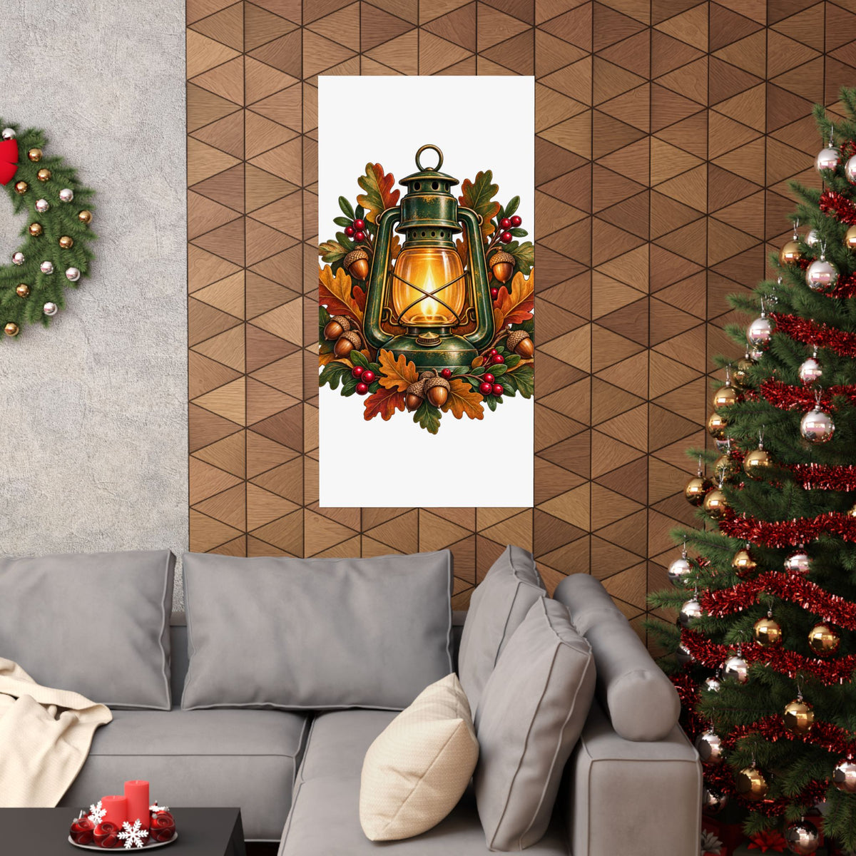 Autumn Oak Lantern and Acorns Poster