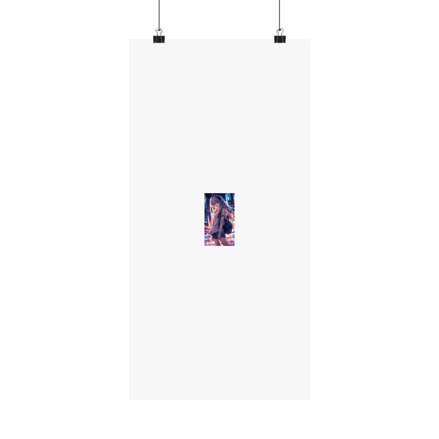 Anime City Night Heroine Portrait Neon Poster Art