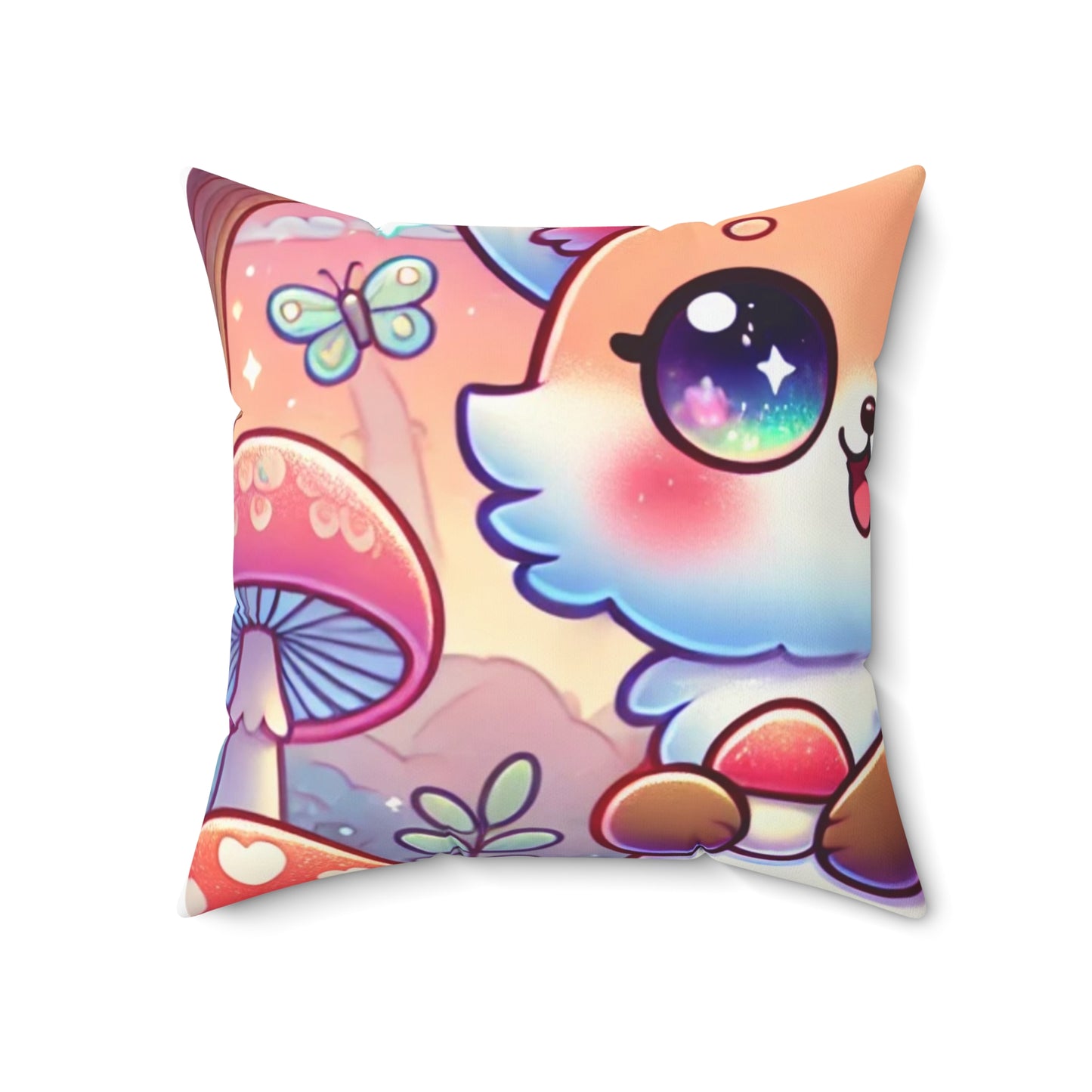 Pastel Woodland Fox Mushroom Kawaii Decorative Pillow