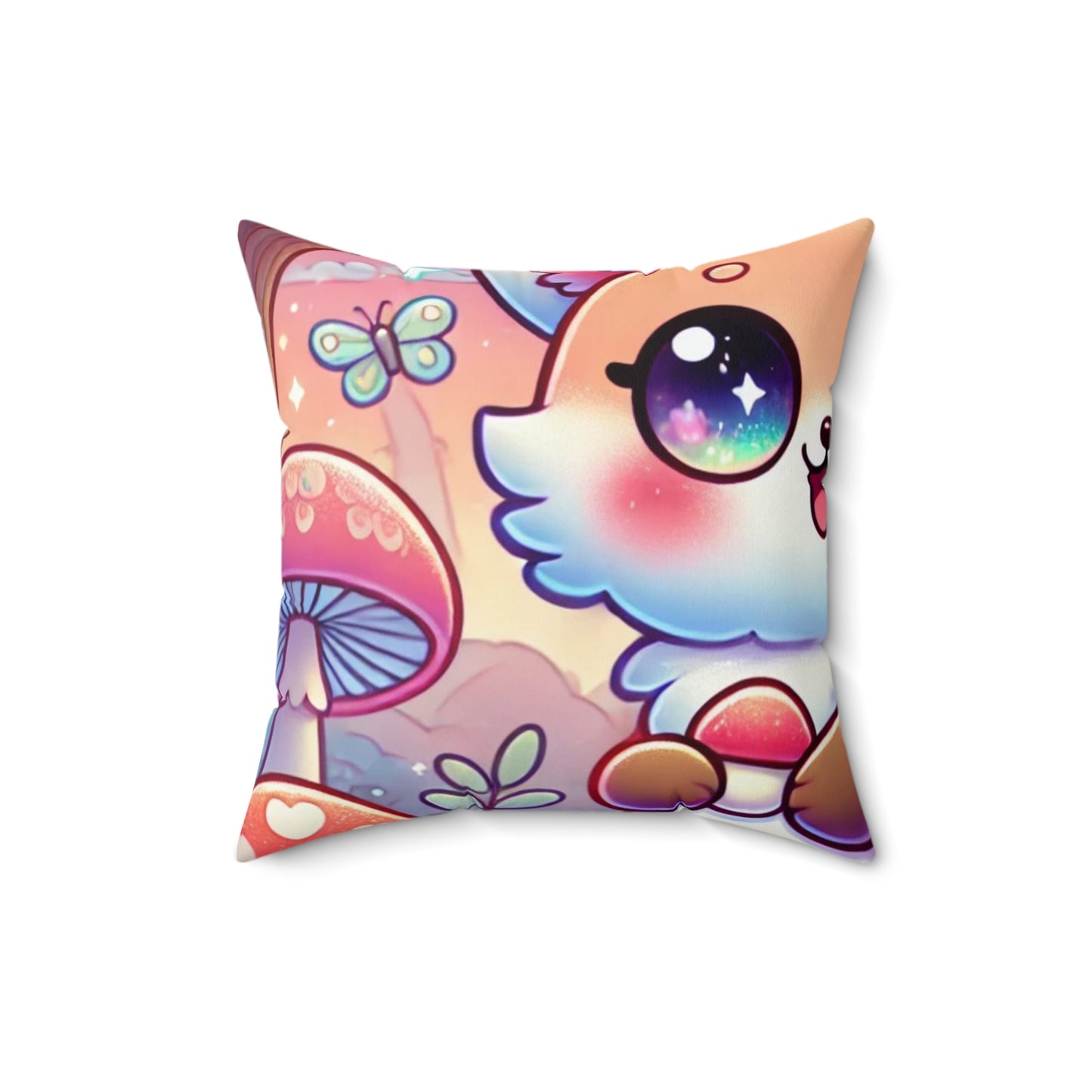 Pastel Woodland Fox Mushroom Kawaii Decorative Pillow