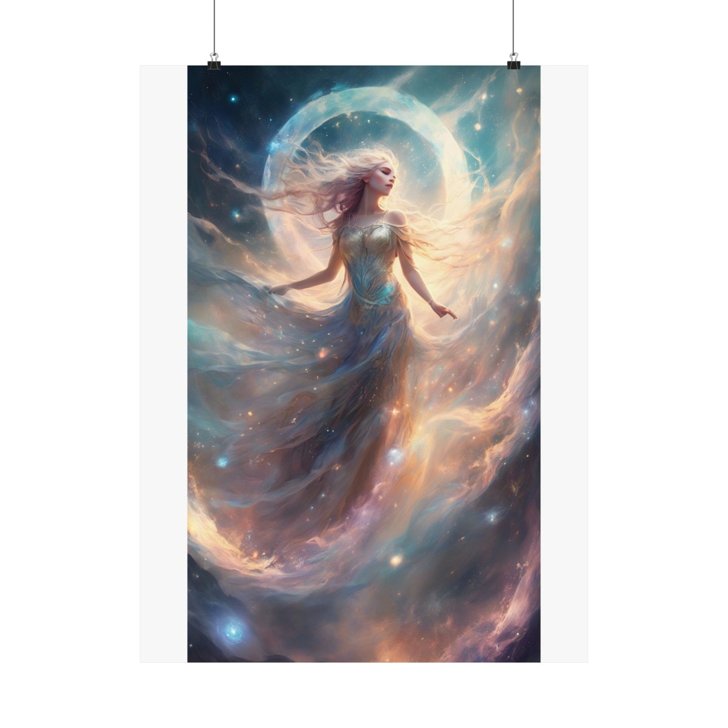 Moonlit Celestial Dancer Fantasy Portrait Poster