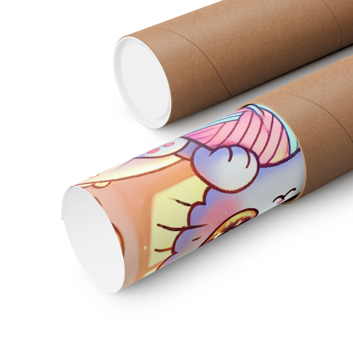 Cozy Kawaii Knitting Cat Pastel Yarn Wall Art Poster