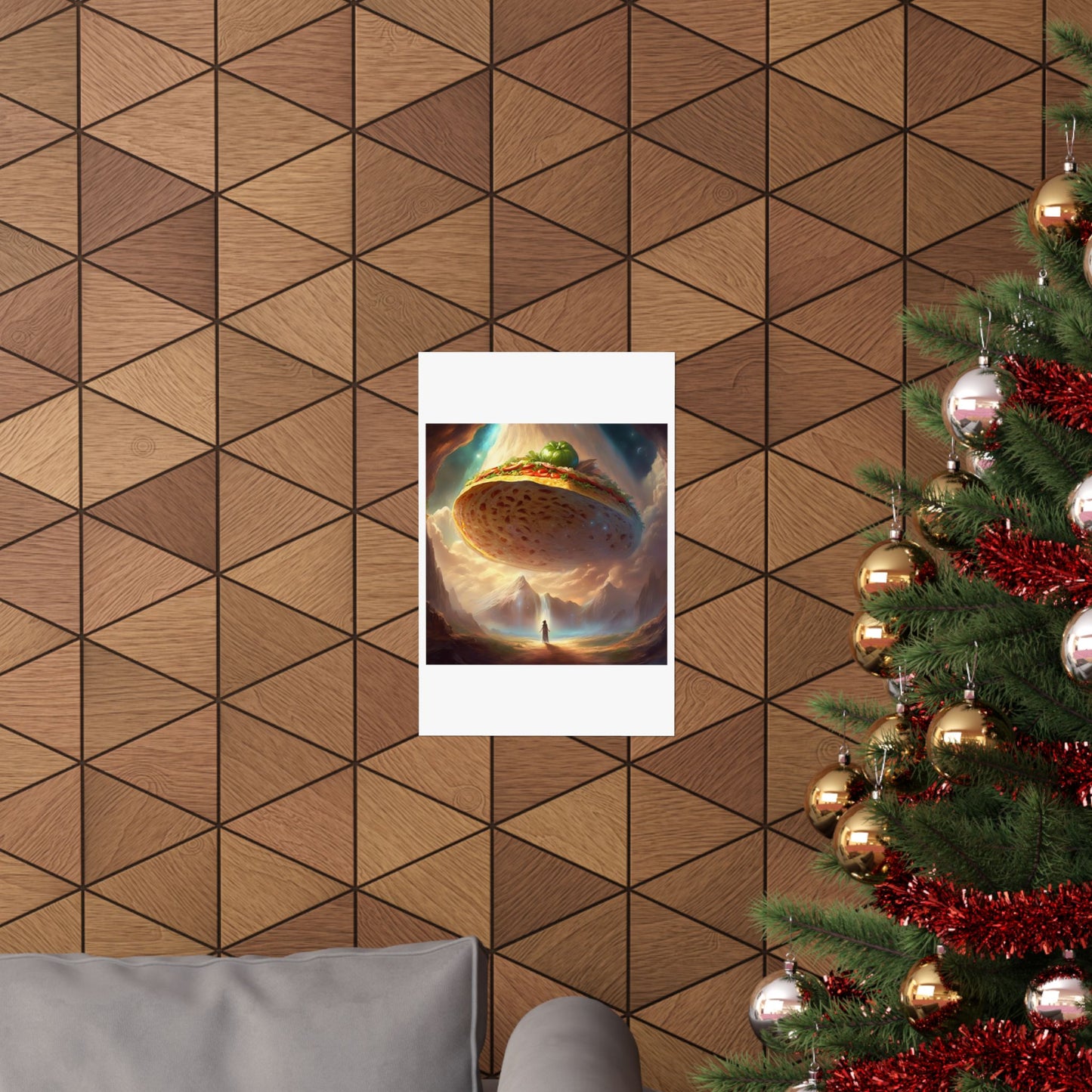 Cosmic Taco UFO Surreal Food Fantasy Art Poster