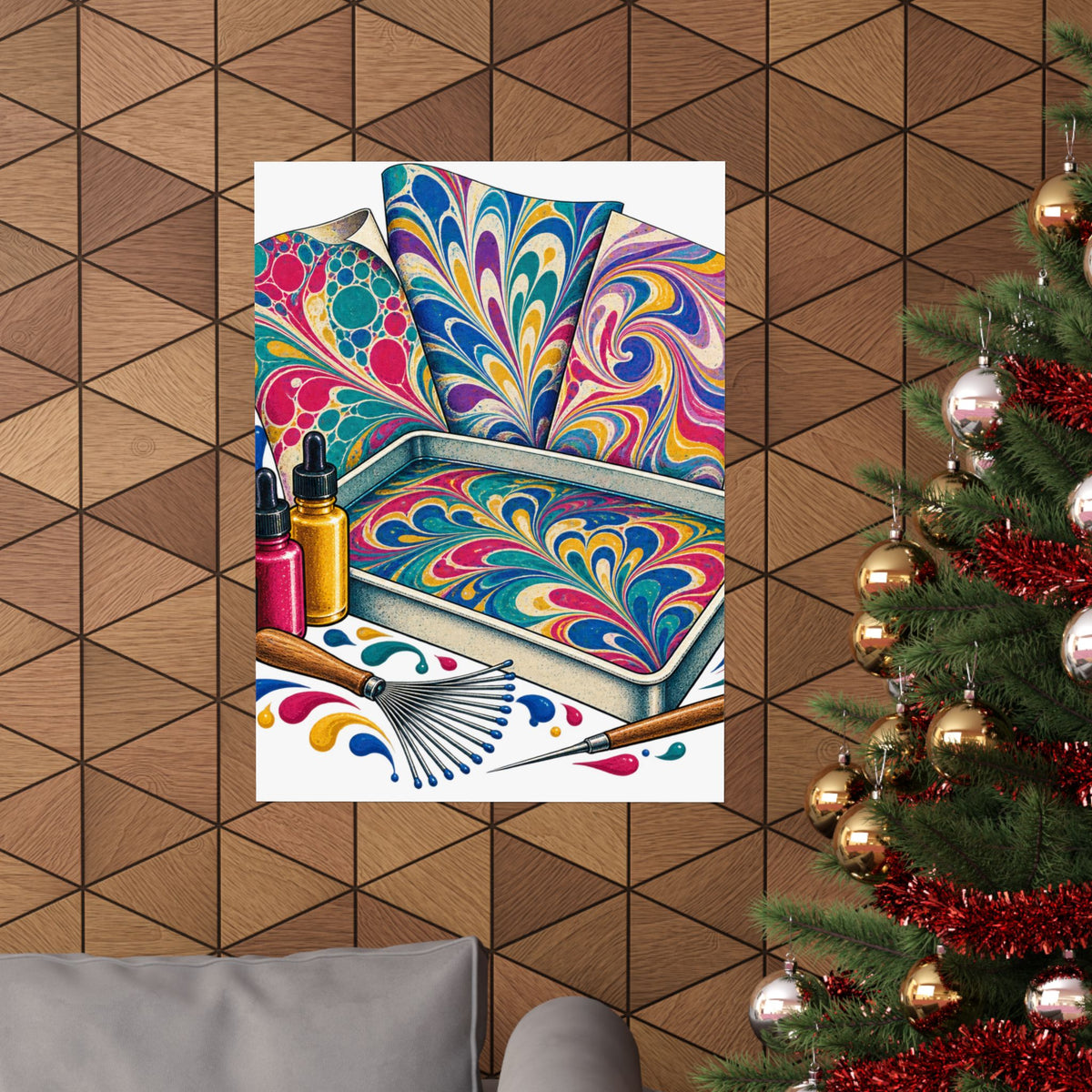 Colorful Paper Marbling Workshop Poster