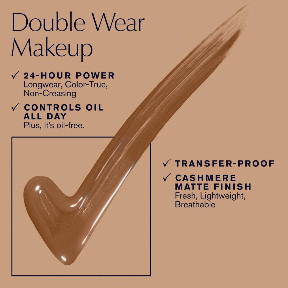 Estée Lauder Double Wear Stay-in-Place 24-Hour Long-Wear Matte Foundation Makeup, 1 Fl Oz, 2C4 Ivory Rose