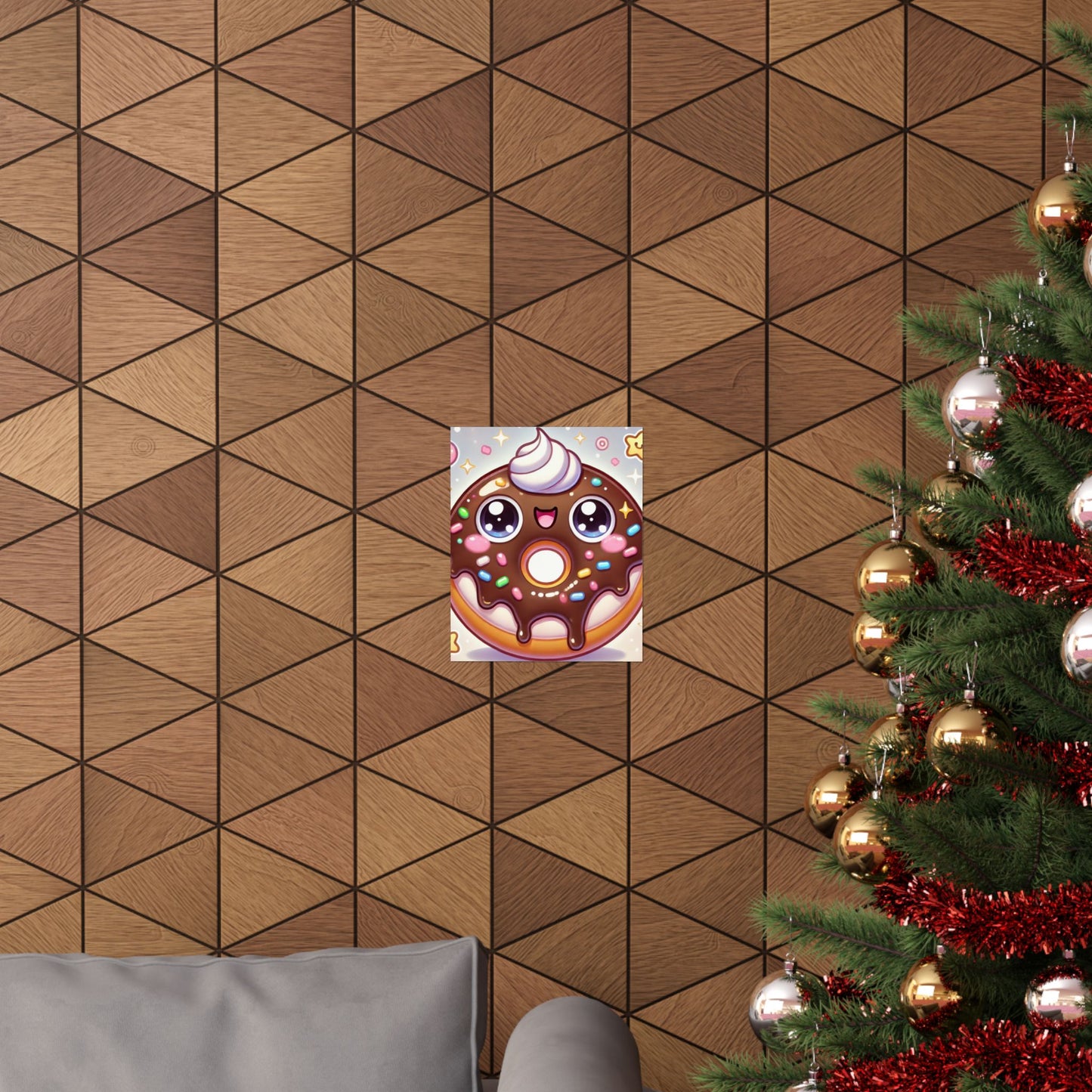 Kawaii Chocolate Donut Cute Dessert Art Poster