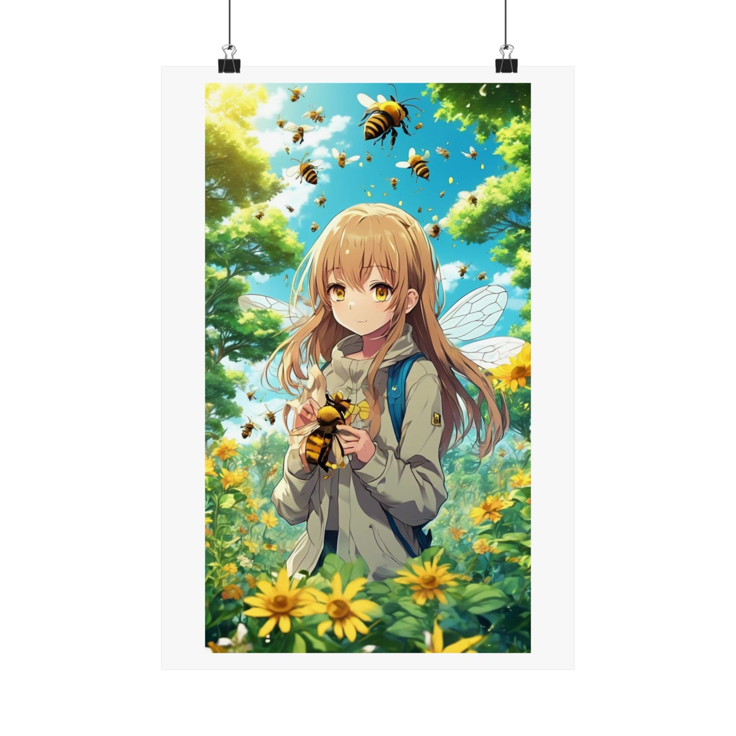 Bee Fairy Garden Anime Nature Art Poster