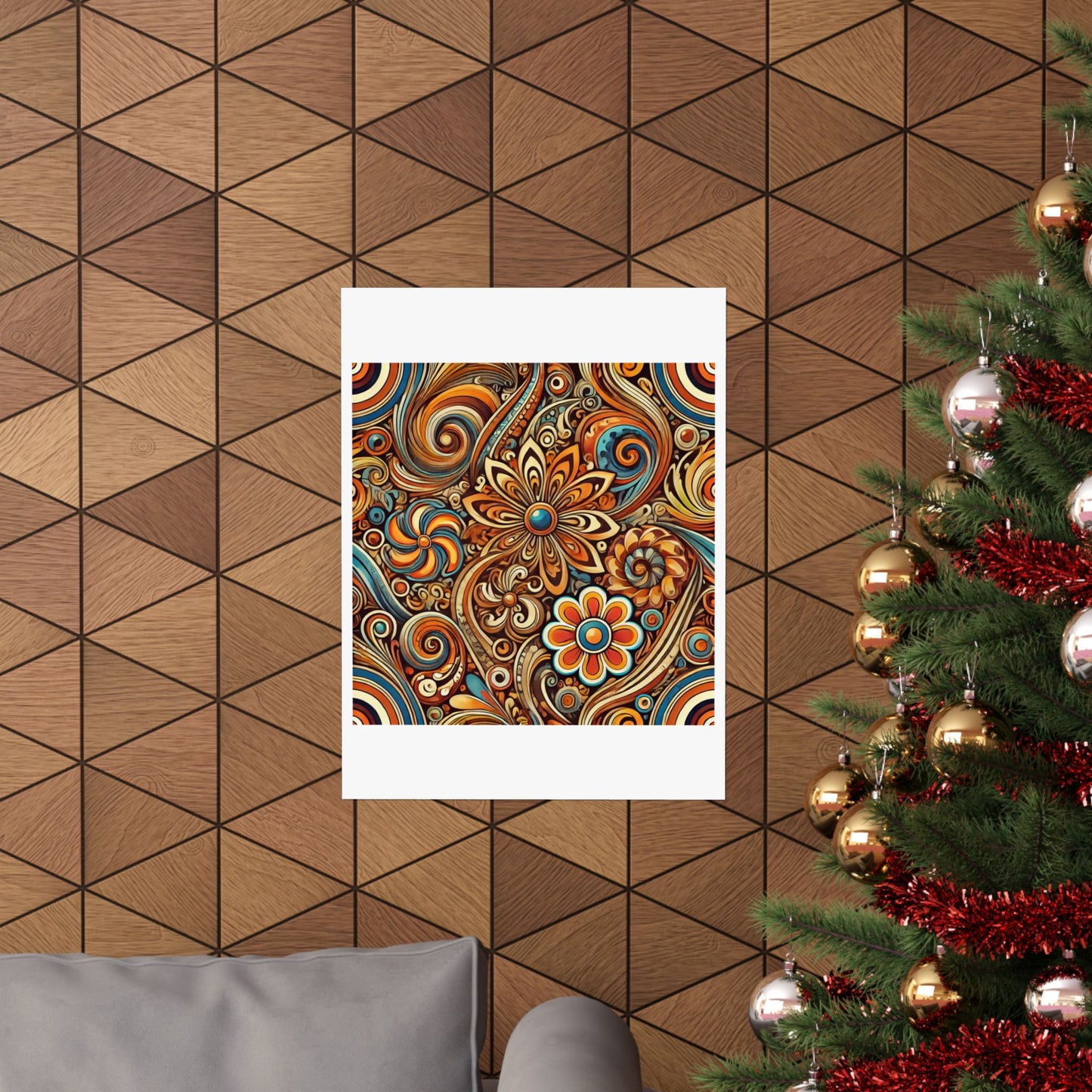 Ornate Abstract Floral Paisley Pattern Poster