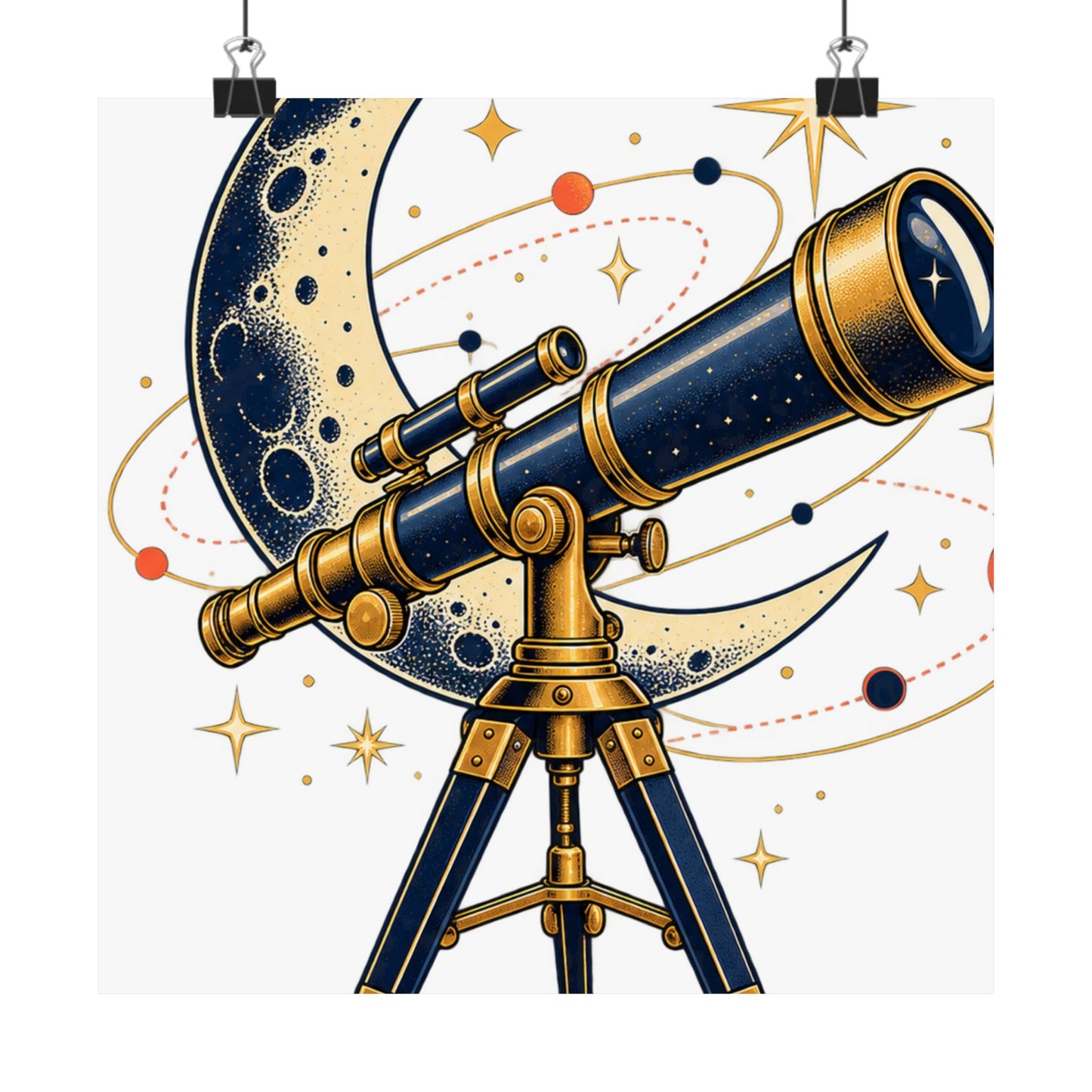 Vintage Telescope Celestial Astronomy Poster
