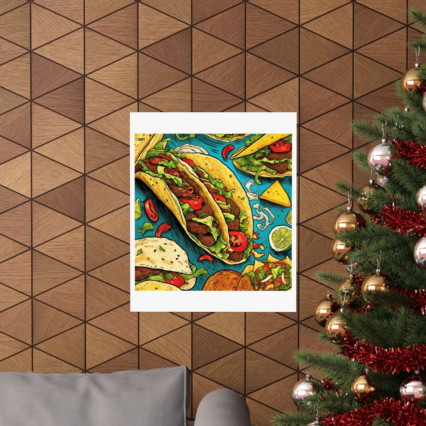 Taco Party Pattern Foodie Gift Art Poster