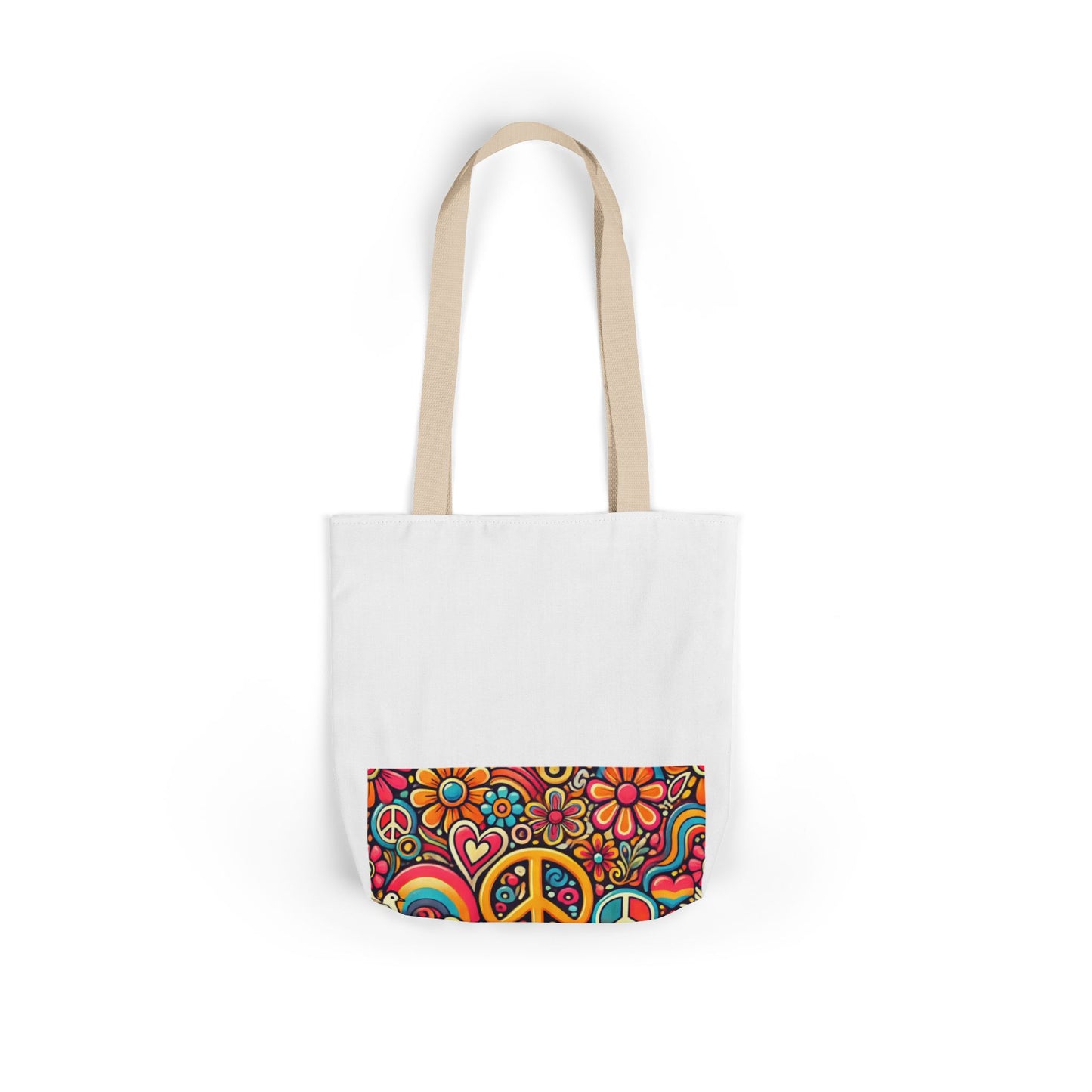 Colorful Peace Floral Pattern Canvas Tote Bag