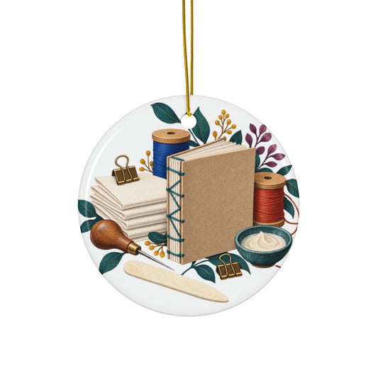 Hand Bookbinding Workshop Round Ornament