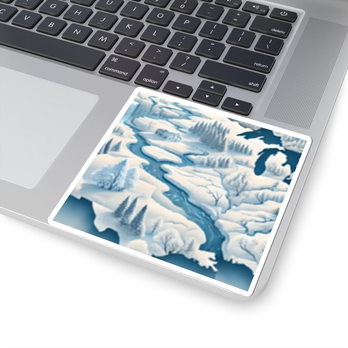 Winter USA Dreamscape Snowy Map Sticker for Laptop Water Bottle