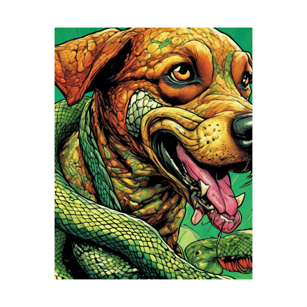 Serpent Guardian Dog Bold Fantasy Creature Art Poster